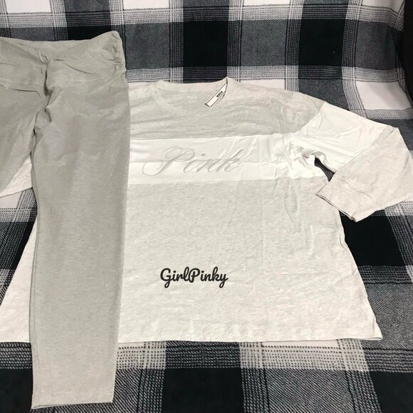 victoria secret PINK leggings OUTFIT WITH CAMPUS LONG SLEEVE TEE SIZES L-XXL - Picture 9 of 12